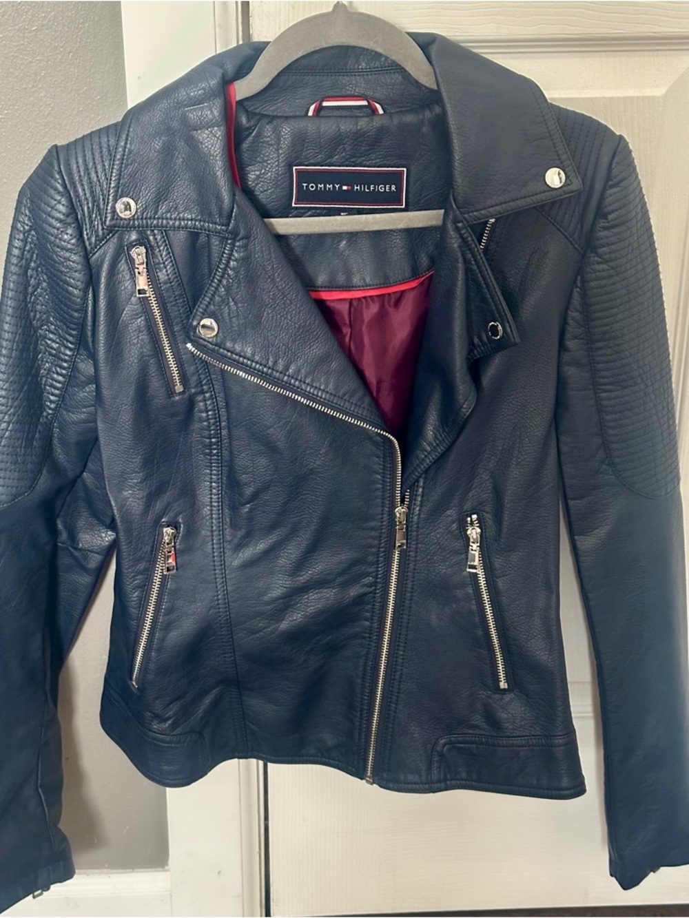 Tommy Hilfiger Dark Blue Leather Moto Jacket
